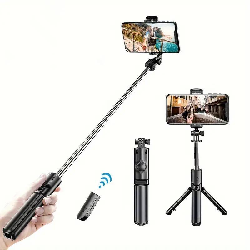 Extendable Cell Phone Selfie Stick, Adjustable Smartphone Tripod Stand With Wireless Remote, 360° Rotation Selfie Stick Compatible with iPhone Samsung Android Smartphones