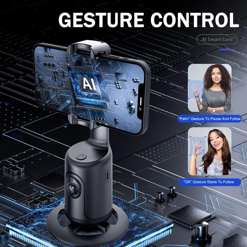 Smart Phone Gimbal Stabilizer with AI Face Recognition, 360° Rotatable Phone Stabilizer, Phone Accessories, Content Creator Equipment, Selfie Accessories for Live Streaming & Video Recording