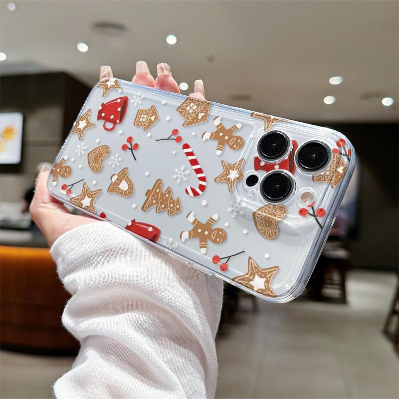 Cute Christmas Themed Pattern Clear Phone Case, Decorative Stocking Filler Phone Protector Cover, Fashion Phone Accessories Compatible with iPhone 11 12 13 14 15 Pro Max