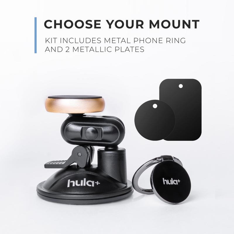 hula+ Magnet Phone Holder Reusable Stand, Portable Mount for Shower, Mirror, Kitchen, Window, & Bathroom Compatible. Compatible with All Phones, Ideal for Content, TikTok, Instagram, Movies & Music