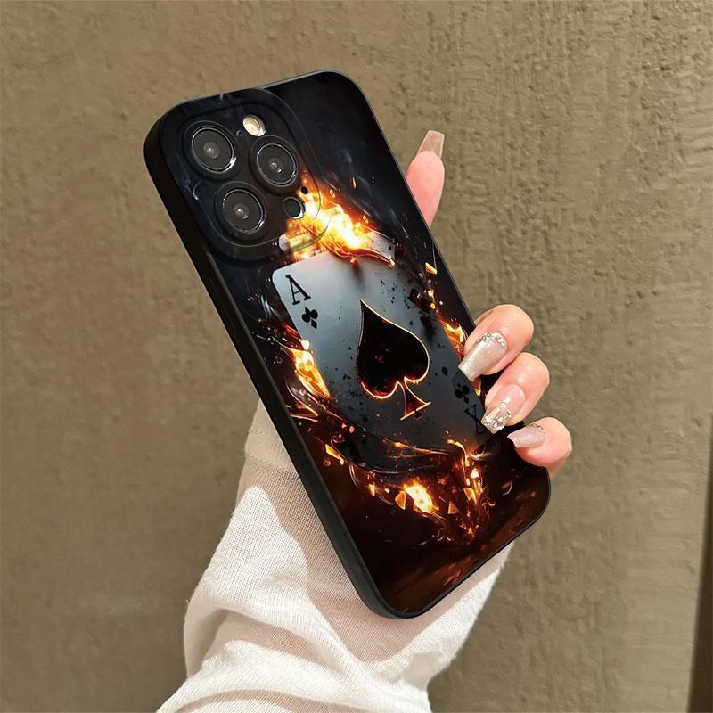 Ace of Spades Pattern Phone Case, Decorative Phone Protective Cover, Shockproof Phone Cases Compatible with iPhone 11 12 13 14 15 Pro Max