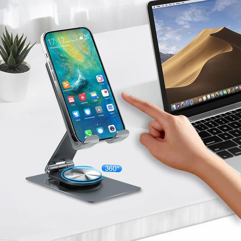 Cell Phone Stand for Desk, 360 Rotating Dock Tablet Stand, Adjustable Thick Phone Case Stand Compatible with All Mobile Phone,  14 13 Pro Max Mini, iPad, Tablet 4-11''