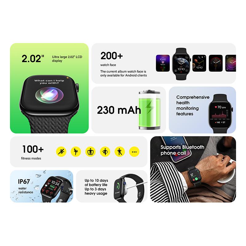 Smartwatch with Smartphone Ultra thin  W Bluetooth Calling, Heart Rate & SpO2 Monitoring, Sleep Tracking, Sports Modes Wearable Charging Wristwatch