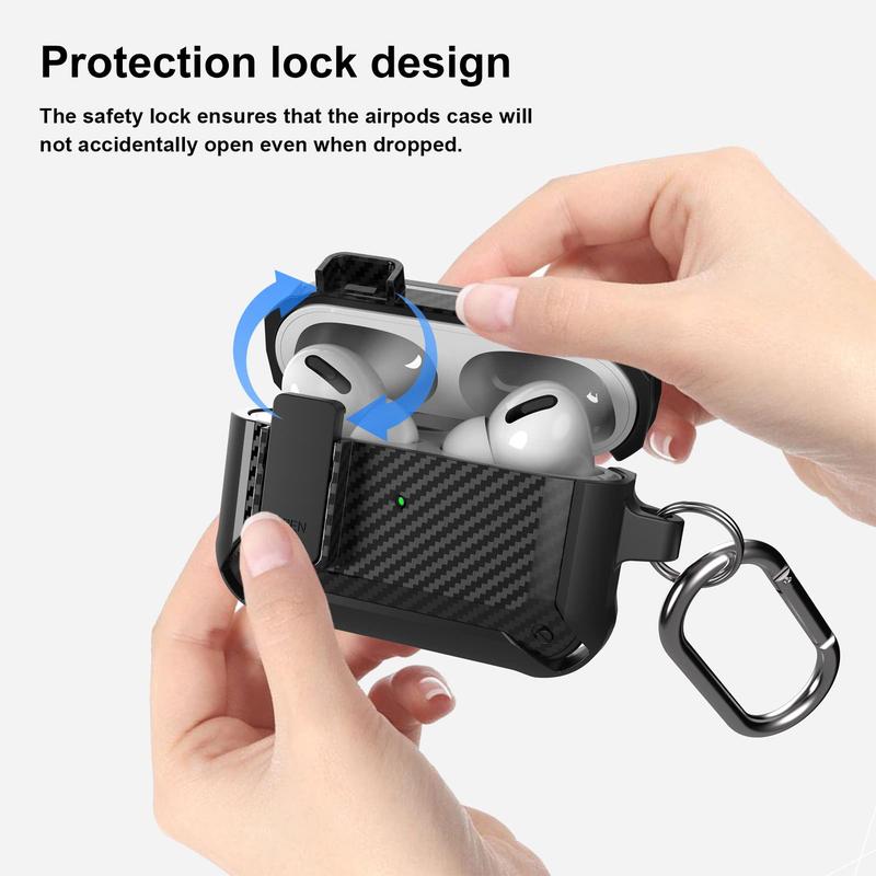 Airpod Pro Case Cover with Cleaner Kit, Compatible with Airpods Pro 2nd Generation Case 1st Generation (2023 2022 2019), Shockproof Lock Cover with Keychain for Men Women