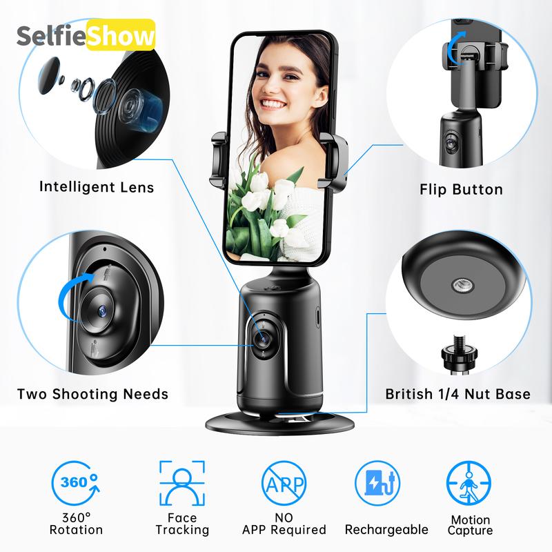 Intelligent AI face recognition 360 ° mobile phone PTZ live broadcast self-timer panoramic follow shot anti-shaking Accessories Cellphone autotracking tripod phone selfie Smartphone