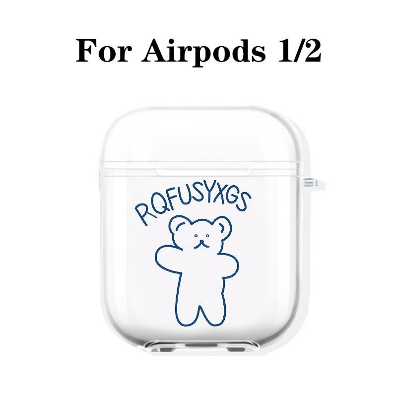 Cute Bear Design Earphone Case with Hiking Buckle, Shockproof & Anti-Fall TPU Earphone Cover for AirPods 1 2, 3, Pro, Pro 2, Gift for Friend