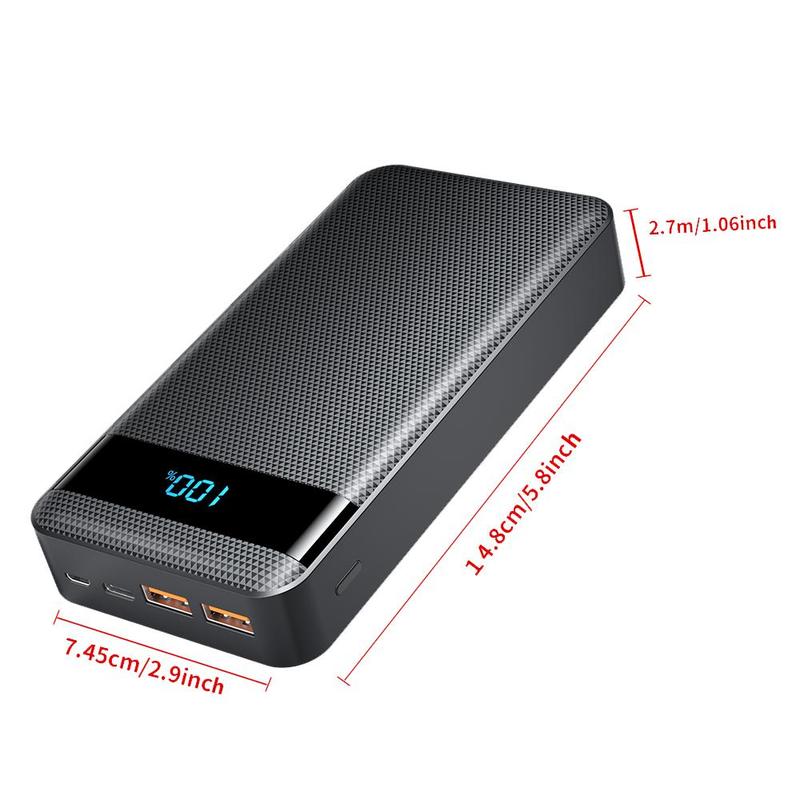 20000mAh Portable Large Capacity Power Bank, PD20W PD3.0 QC4.0 USB C Output Input Fast Charging with LED Digital Display Screen, Compatible with iPhone, Galaxy, iPad and Other Devices, Smartphone Accessories, Stocking Fillers Gift