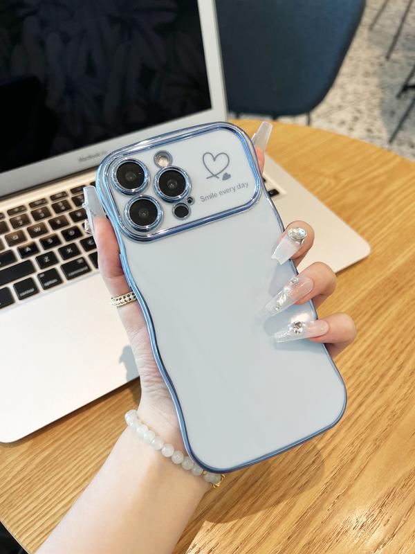 Cute Wave Shape with Love Heart Raised Camera Protection Phone case Accessories Durable Silicone Shiny Silicone Shiny Wavy Wireless