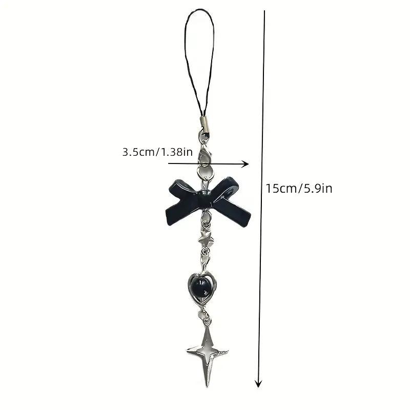 Bowknot & Heart Decor Mobile Phone Charm, Fashion Cellphone Lanyard Charm, Sweet Cool Girl Mobile Phone Wrist Strap for Daily Wear