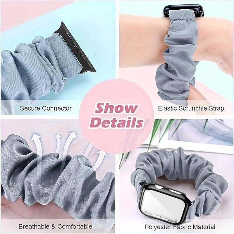 Scrunchie Shaped Watch Band (Only Band), Elastic Ruched Watch Band for Women, Fashion Replacement Watch Band for Apple Watch Series 8 7 6 5 4 3 2 1 SE