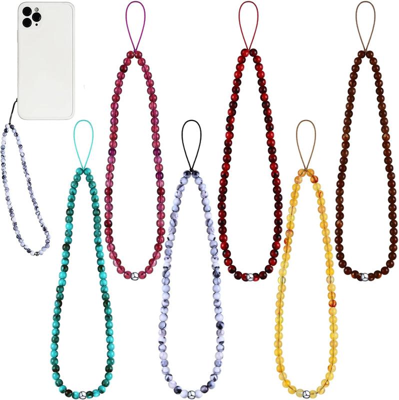 6 count Phone Charm Strap   Beaded Handmade Cell Phone Lanyard Wrist Strap Anti Lost Phone Chain Mobile Wrist Strap for Women Men