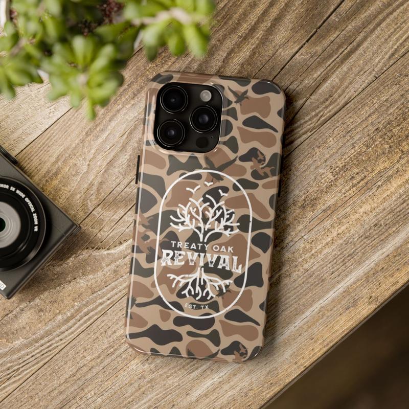 Old School Camo Treaty Oak Revival Waterfowl Tough Case, For all iPhone series 16 15 14 13 12 11 Pro Max & more, Durable Protective Shockproof