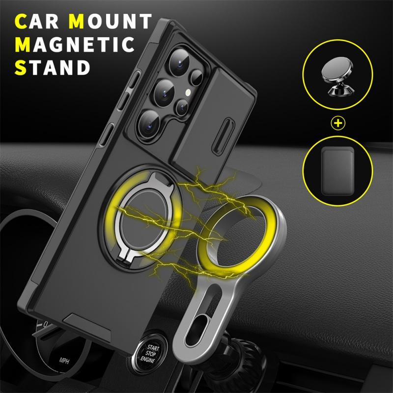 Shockproof Phone Case with Ring Stand, 1 Count Phone Protective Cover, Phone Accessories Compatible with Samsung S24 Ultra S23 Ultra S22