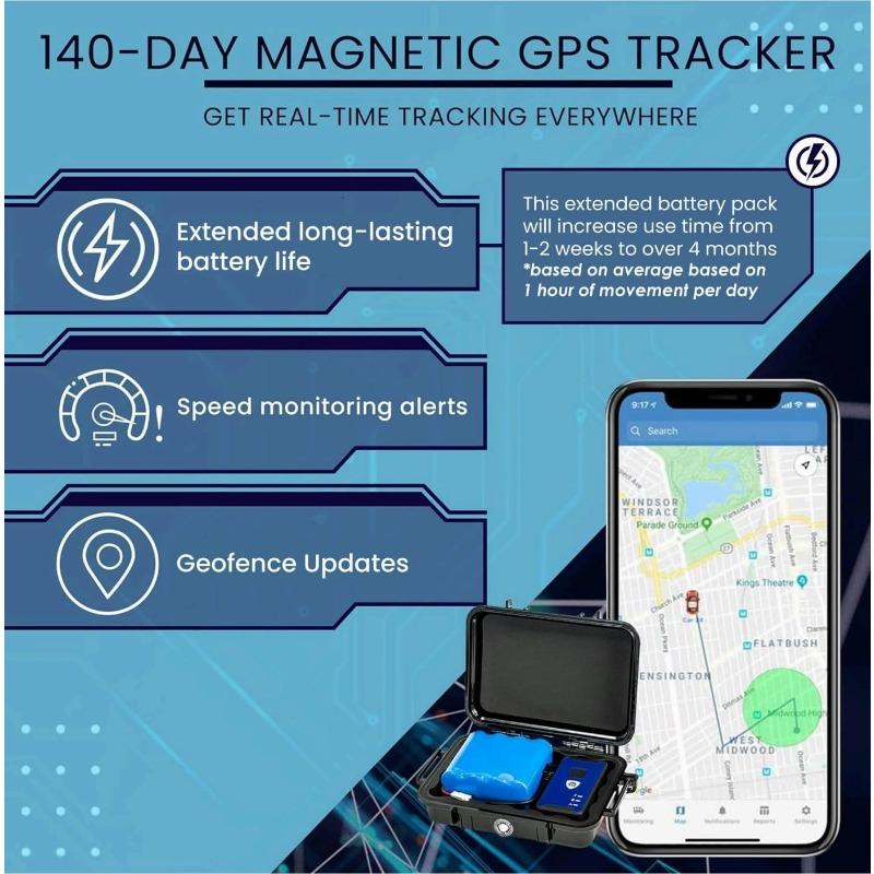 Security GPS Car Tracker - Hidden Tracker for Vehicles - Long Lasting Battery 140-Day LTE GPS Tracking Device for Vehicles with Magnetic Case & Extended Battery - Subscription Required