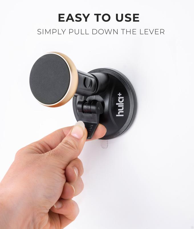 hula+ Magnet Phone Holder Reusable Stand, Portable Mount for Shower, Mirror, Kitchen, Window, & Bathroom Compatible. Compatible with All Phones, Ideal for Content, TikTok, Instagram, Movies & Music