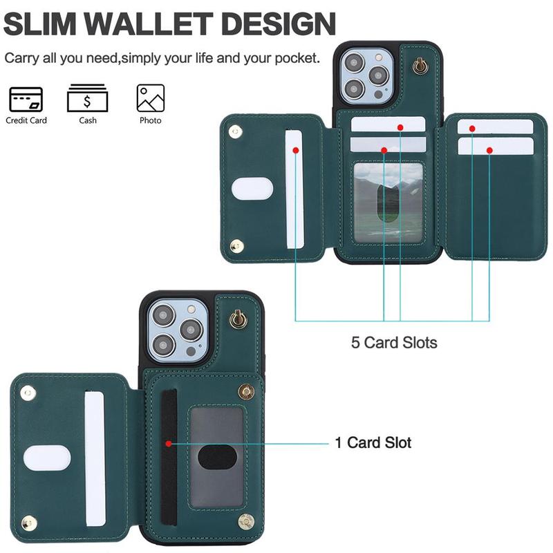 Fall PU Leather Zipper Wallet Phone Cases, Anti-fall Fully Edged Mobile Phone Cases with Lanyard, Shockproof Phone Protective Cover for iPhone 15 Pro Max Cases 14 13 12 iPhone 11 Cases, Cute Phone Cases