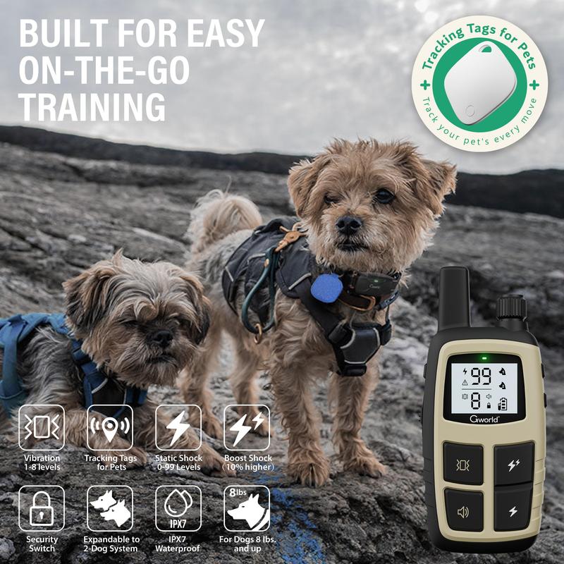 GWORLD-Dog  Collar GPS trackers for Dogs (Only iOS)  Training Collar with Remote Waterproof, for All Breeds behavior aid training mode security