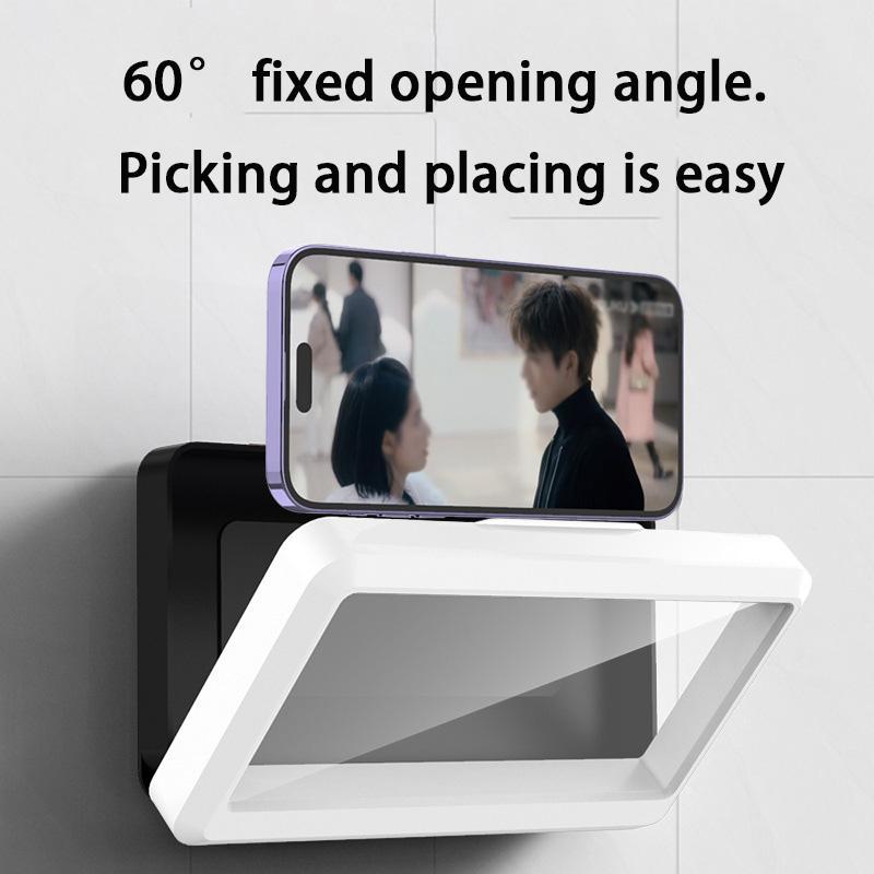 Waterproof Anti-fog Phone Holder, Rotatable Bathroom Wall Mounted Punch Free Phone Holder, Bathroom Gadgets for Home