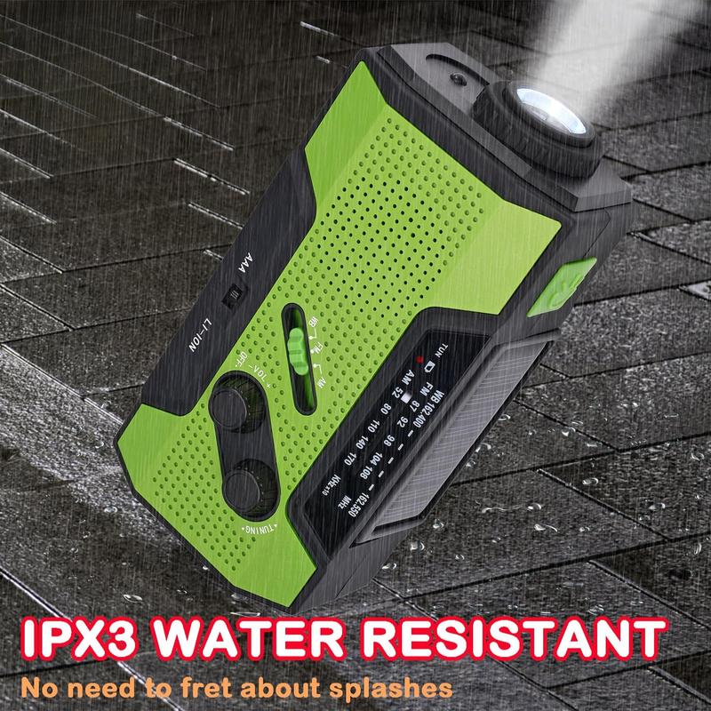 Rechargeable,Emergency Weather Radio, Hand Crank, Portable, Solar Charging, with AM FM NOAA, LED Flashlights, Reading Lamp, SOS Alarm, Rechargeable