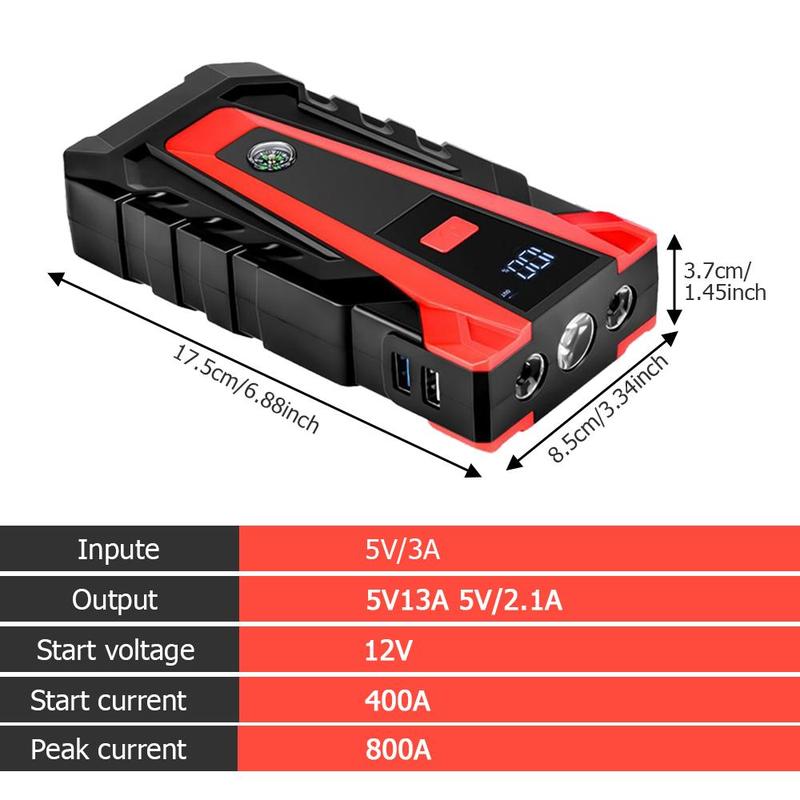 Car Emergency Start Power Bank, 1 Count 10000mAh Car Jump Starter with Power Display, Car Battery Charger, Car Emergency Start Power Bank