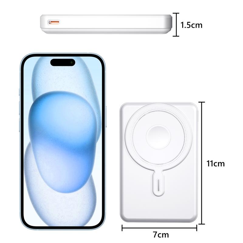 10000mah Multi functional magnetic suction fast charging power bank with holder for smartphone, iphone16, airpods, I -watches Device Wireless Cable Chargeable