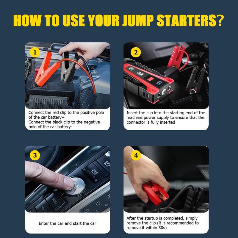 Car Emergency Start Power Bank, 1 Count 10000mAh Car Jump Starter with Power Display, Car Battery Charger, Car Emergency Start Power Bank