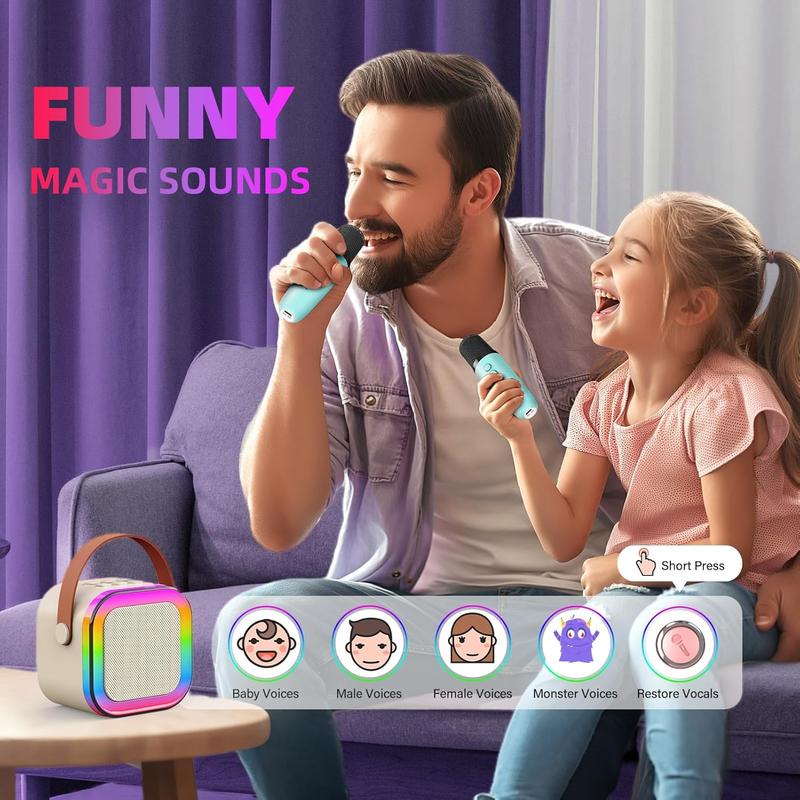 Kids Karaoke Machine for Girls with 2 Wireless Microphones, Mini Portable Bluetooth Speaker Kids Karaoke Machine Gifts for Girls and Boys Family Party