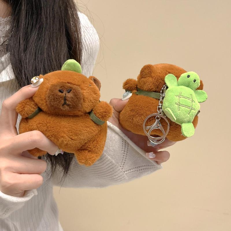 Cute Plush Capybara Tortoise Design Earphone Case, Earphone Protective Cover, Earphone Accessories Compatible with AirPods 3 Pro