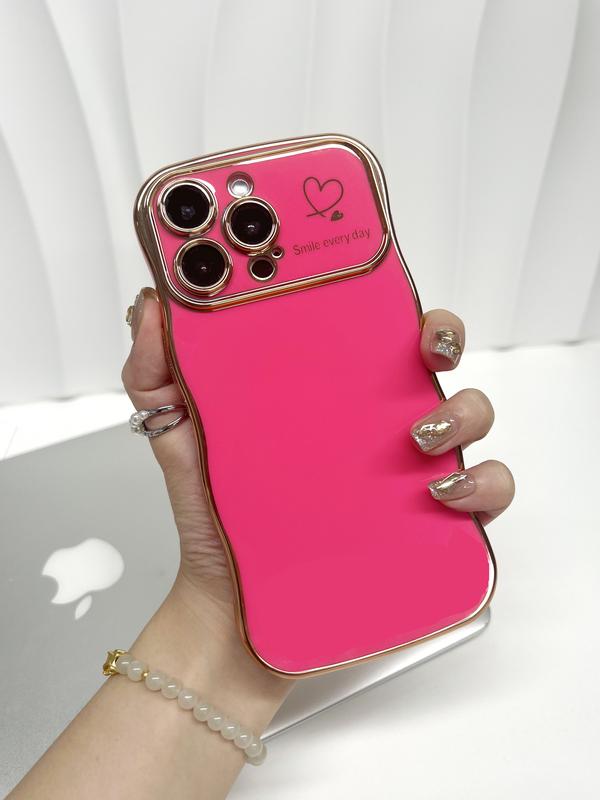 Cute Wave Shape with Love Heart Raised Camera Protection Phone case Accessories Durable Silicone Shiny Silicone Shiny Wavy Wireless