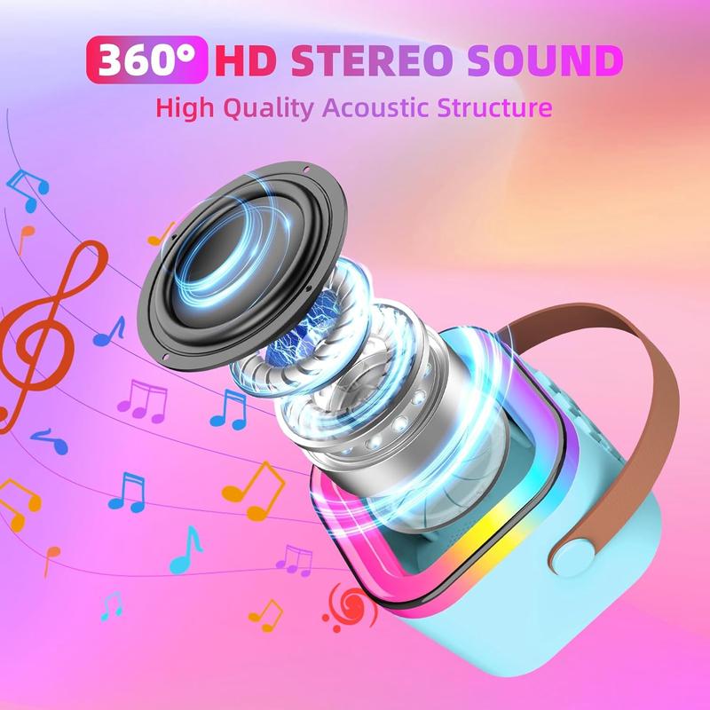 Kids Karaoke Machine for Girls with 2 Wireless Microphones, Mini Portable Bluetooth Speaker Kids Karaoke Machine Gifts for Girls and Boys Family Party