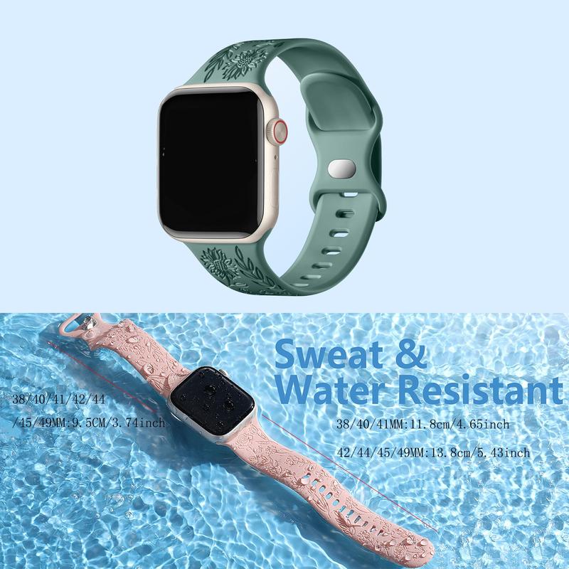 Floral Pattern Sport Watch Protective Band (Only Band), 6 Counts Summer Stylish Smart Watch Band, Wearable Accessories, Replacement Watchband Compatible with iWatch Series 38mm 40mm 41mm 42mm 44mm 45mm 49mm