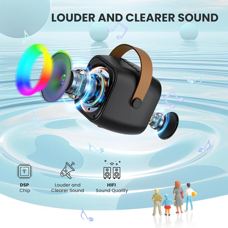 Portable Karaoke Machine, Bluetooth Karaoke Speaker with 2 Wireless Microphones and Party Lights for s and Adults, Birthday Gifts for Boys Family Home Party