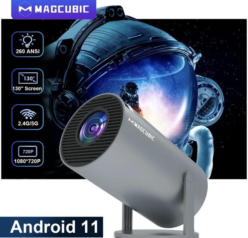 Magcubic Portable Projector HY300 Pro with Android 11 & Dual WiFi 6, 260ANSI Brightness & 1080P Resolution Wireless Audio Phone