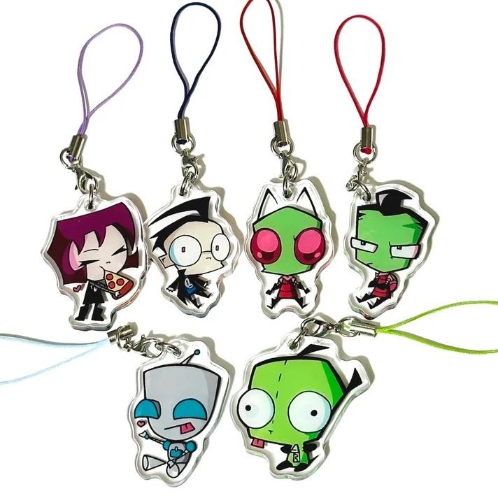 mini invader zim phone charms- zim, dib, gaz, GIR Acrylic Accessories