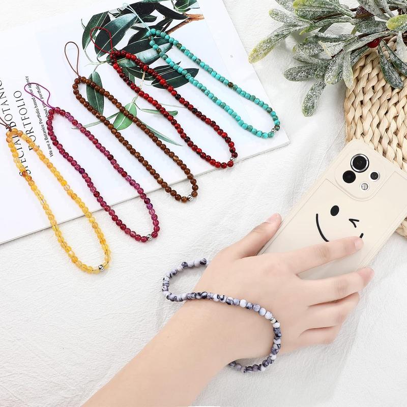 6 count Phone Charm Strap   Beaded Handmade Cell Phone Lanyard Wrist Strap Anti Lost Phone Chain Mobile Wrist Strap for Women Men