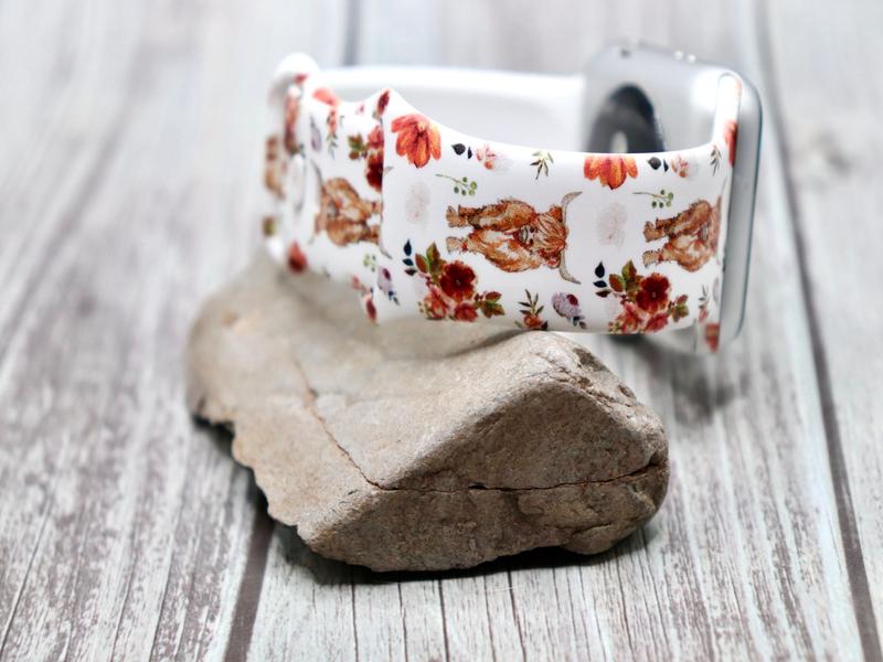 Highland cow Womens watch band for Apple Samsung Flowers boho iwatch strap 40mm 41mm 42mm 44mm 45 49mm