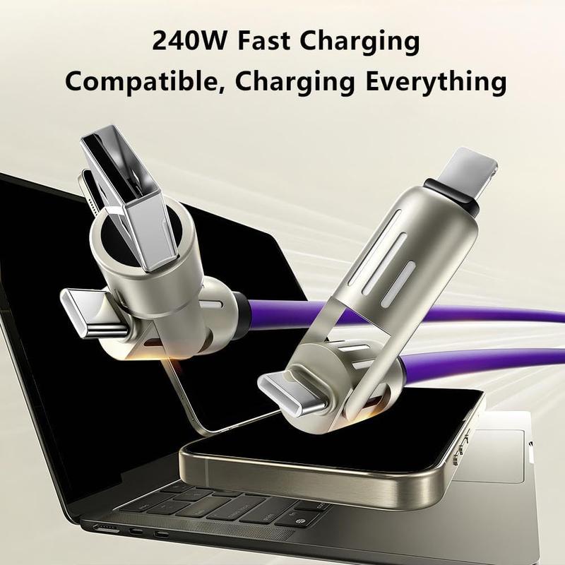 Christmas gift  4-in-1 Multi USB Charging Cable with USB A,Type C, Lightning -MAX 240W Fast Charging & Data Sync for iPhone 16 15, iPad Pro, Samsung & Laptops Smartphone Cellphone Charger Electronic