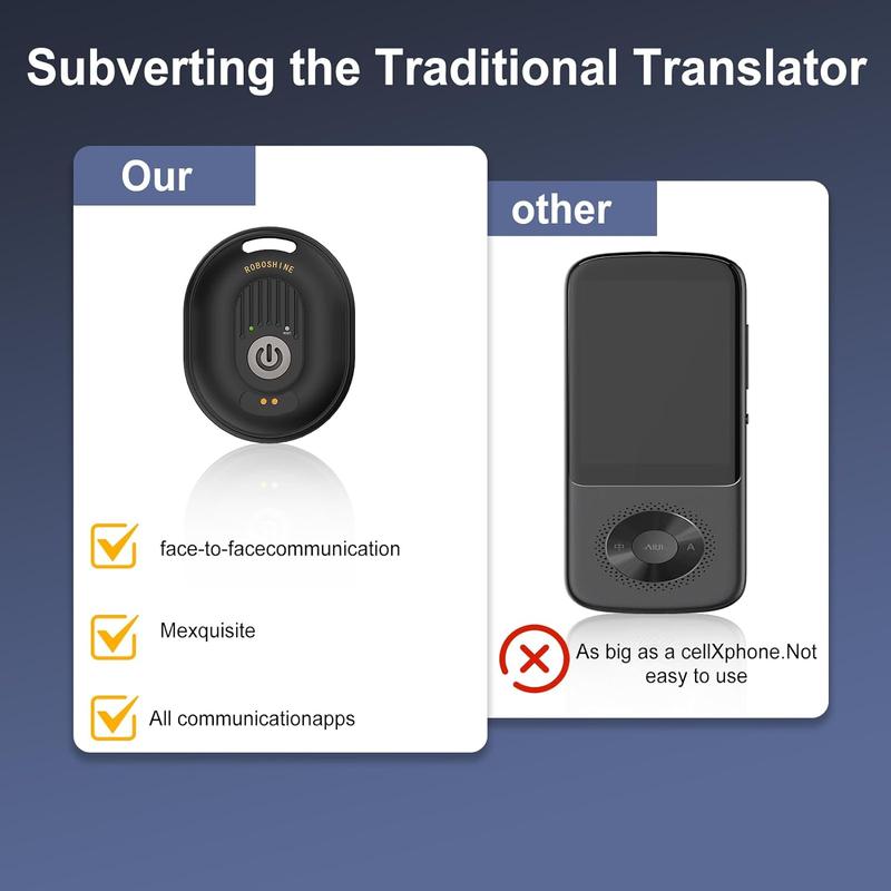 Instant translation device. Supports call translation in over 130 languages. 60 days standby. Very suitable for travel and community communication.