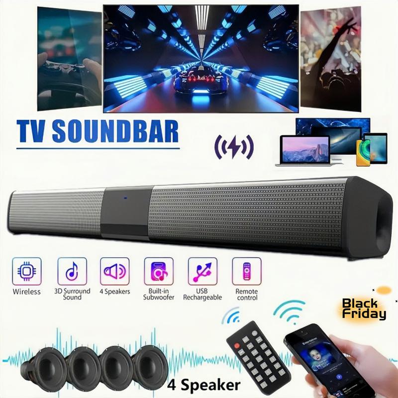 Bluetooth Sound Bar , Wired Wireless Bass,Subwoofer Home Theater TV Speaker Remote For TV  PC  Phone ,Home Theater Stereo Speaker 4 , Christmas, Halloween