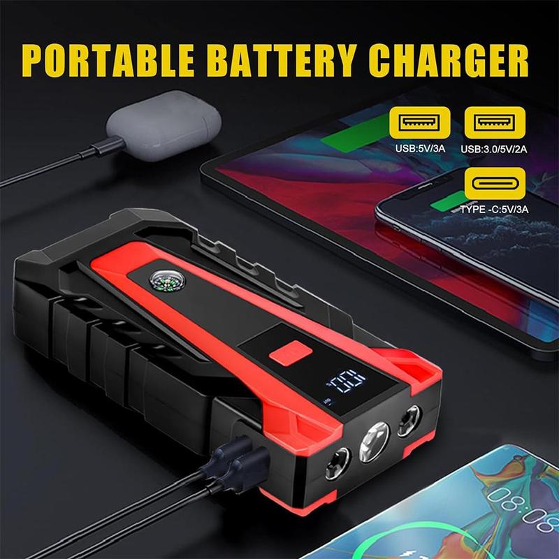 Car Emergency Start Power Bank, 1 Count 10000mAh Car Jump Starter with Power Display, Car Battery Charger, Car Emergency Start Power Bank