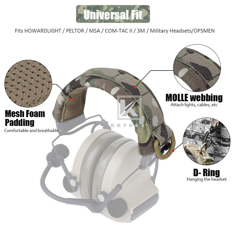 KRYDEX Tactical Headset Accessories Headphone Modular Earmuff Band Cover Fits for All General Earmuff Headband Protection Cover Pad Handheld