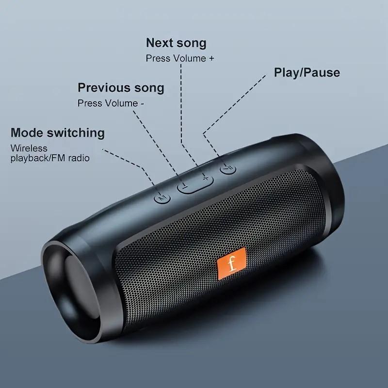 Mini Portable Wireless Bass Speaker- Dual Channel Subwoofer with Smartphone- Rechargeable- TWS Stereo- Outdoor Party, Camping- FM Radio, TF Card, USB Playback Audio Button