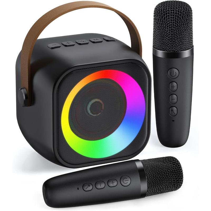 Portable Karaoke Machine, Bluetooth Karaoke Speaker with 2 Wireless Microphones and Party Lights for s and Adults, Birthday Gifts for Boys Family Home Party