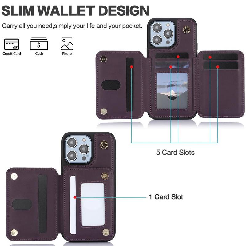 Fall PU Leather Zipper Wallet Phone Cases, Anti-fall Fully Edged Mobile Phone Cases with Lanyard, Shockproof Phone Protective Cover for iPhone 15 Pro Max Cases 14 13 12 iPhone 11 Cases, Cute Phone Cases