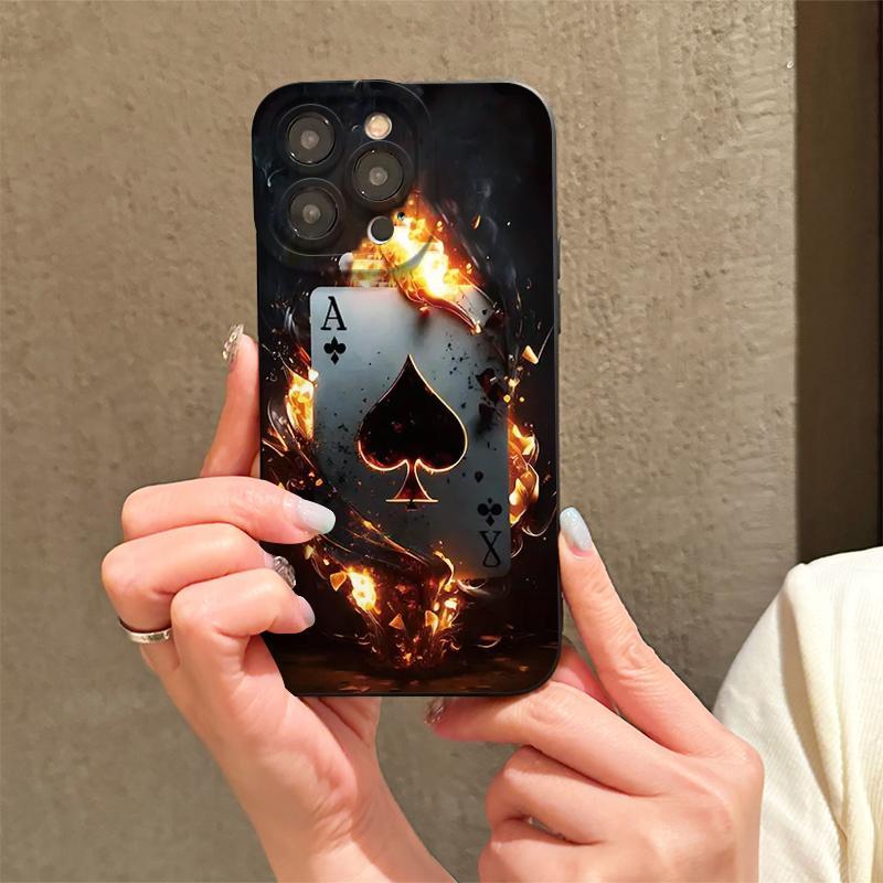 Ace of Spades Pattern Phone Case, Decorative Phone Protective Cover, Shockproof Phone Cases Compatible with iPhone 11 12 13 14 15 Pro Max