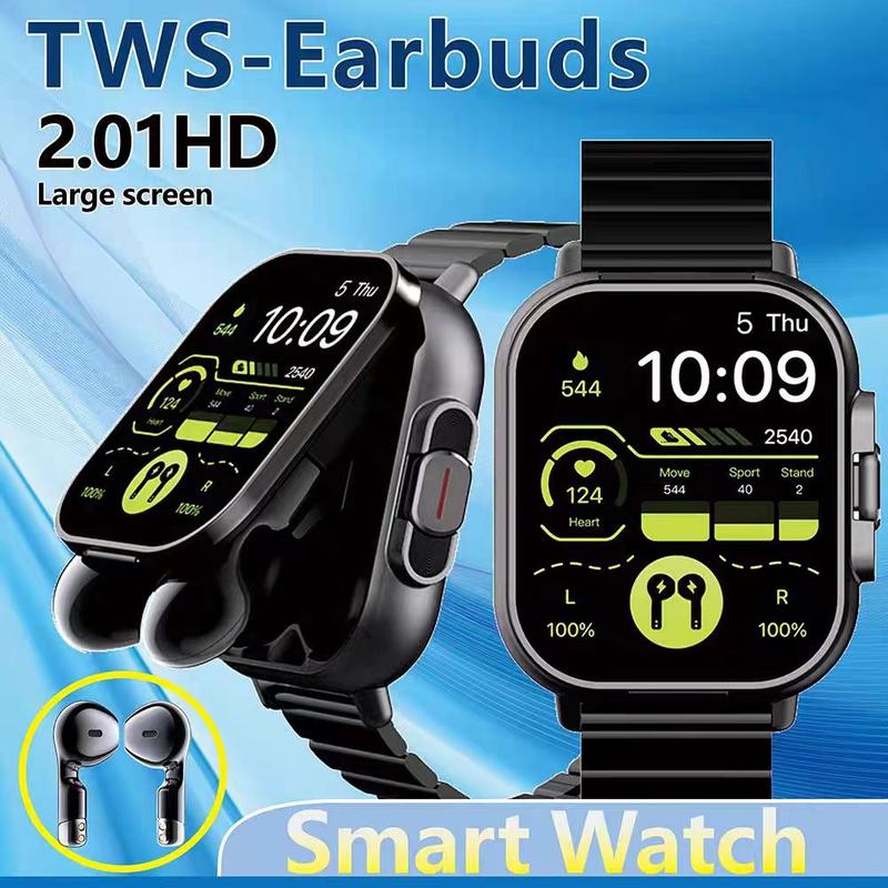 2.01-inch full screen touch smartwatch, suitable for iPhone and Android smartphones,  wireless earphones with dial function, Bluetooth compatibleNFC