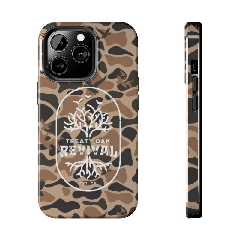 Old School Camo Treaty Oak Revival Waterfowl Tough Case, For all iPhone series 16 15 14 13 12 11 Pro Max & more, Durable Protective Shockproof