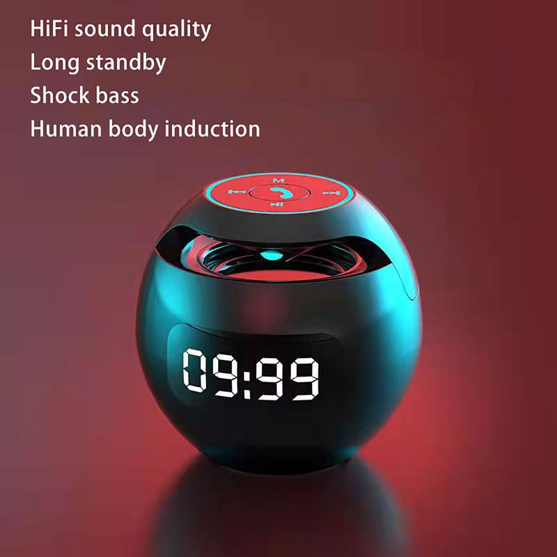 Bluetooth Speakers Colorful Portable Speakers Bluetooth Wireless With Led Display Fm Radio Alarm Clock Hifi Sound Quality Mp3 Play Long Standby Wireless Speaker Outdoor Speaker Cool Gadgets (Black)