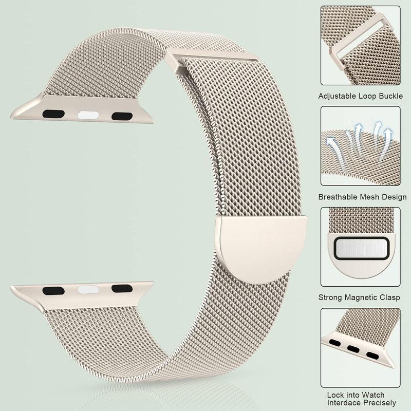 Stainless Steel Mesh Loop Magnetic Clasp Replacement Watch Band, 1 Count Smart Watch Replacement Band Compatible with Apple Watch Series 10, Ultra 2, SE, Ultra 9 8 7 6 5 4 3 2 1