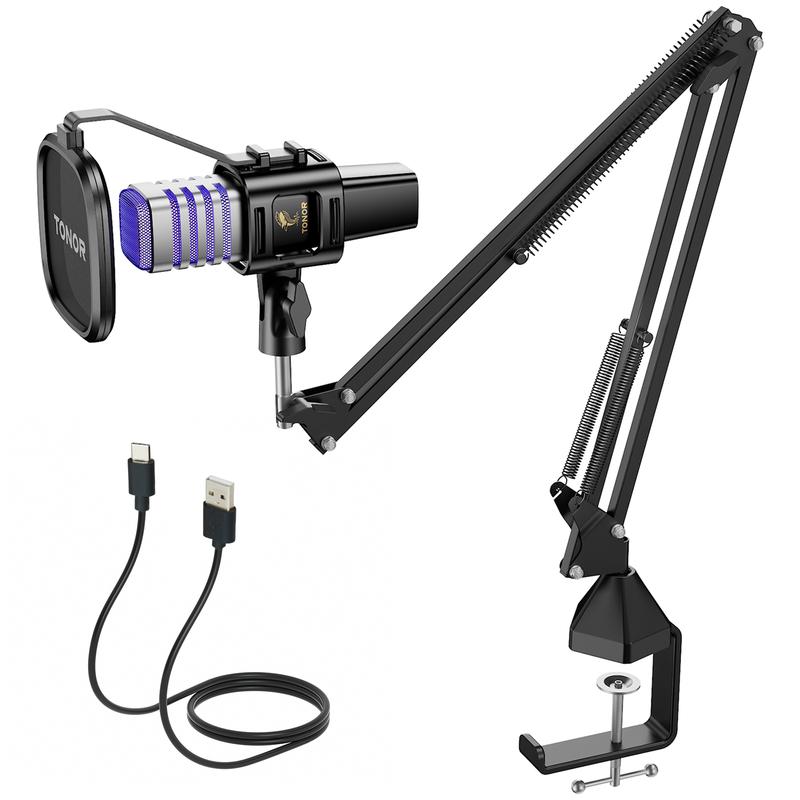 TONOR TC30S+ USB Gaming Microphone, RGB Streaming Microfono Set, PC Podcast Recording Computer Mic for PS4 5, Discord, Twitch, Cardioid Condenser Mic with Adjustable Boom Arm Stand